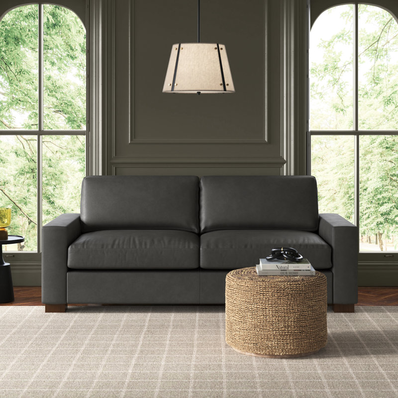Jonie 91" Genuine Leather Sofa, Revelation Steel Top Grain Genuine Leather