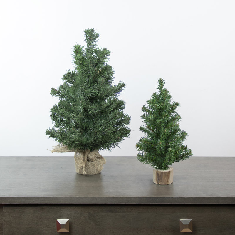 Arbre de Noël artificiel Alpine avec base en bois - non éclairé, H 1,25 pi