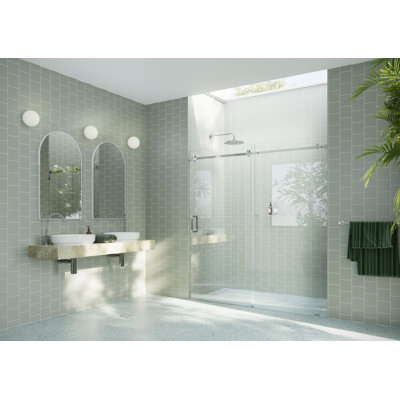 Astro 64 - 68 in. x 78 in. Fully Frameless Glass Sliding Shower Door