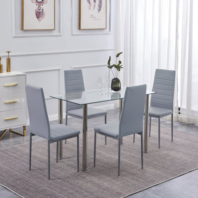 Korie 4 - Person Glass Top Four Leg Dining Set