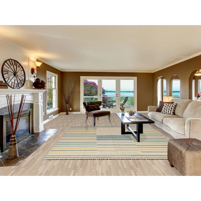 Handmade Handwoven Wool Beige Area Rug