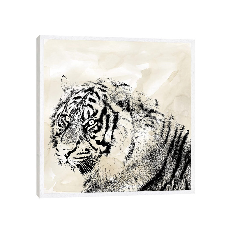 Tiger Stripes II 1 Piece Wall Art on Canvas, 45.72 cm H x 45.72 cm W, White Framed