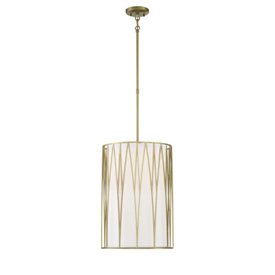 Everly Quinn Regal Terrace With White Fabric Pendant