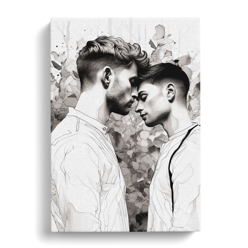 Two Men In Love Line - Wrapped Canvas, 60cm H x 40cm W x 3cm D