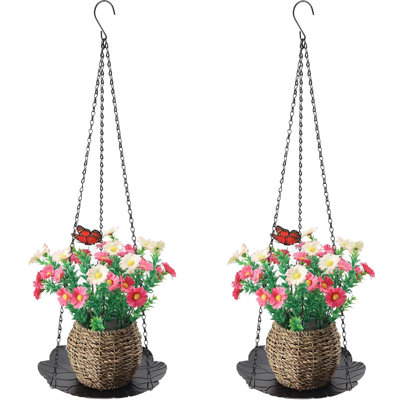 Plant Hanger Indoor Outdoor 2 Pack, Hanging Planter For Indoor Outdoor Plants, Hanging Plant Holder Shelf, Plant Hanging Basket, Decorative Metal Flower Holder