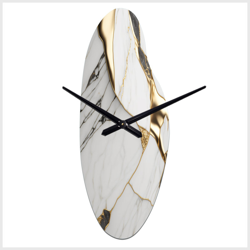 Dalicia - Curved Shape Large Abstract Marble 3D Wall Clock, Grand