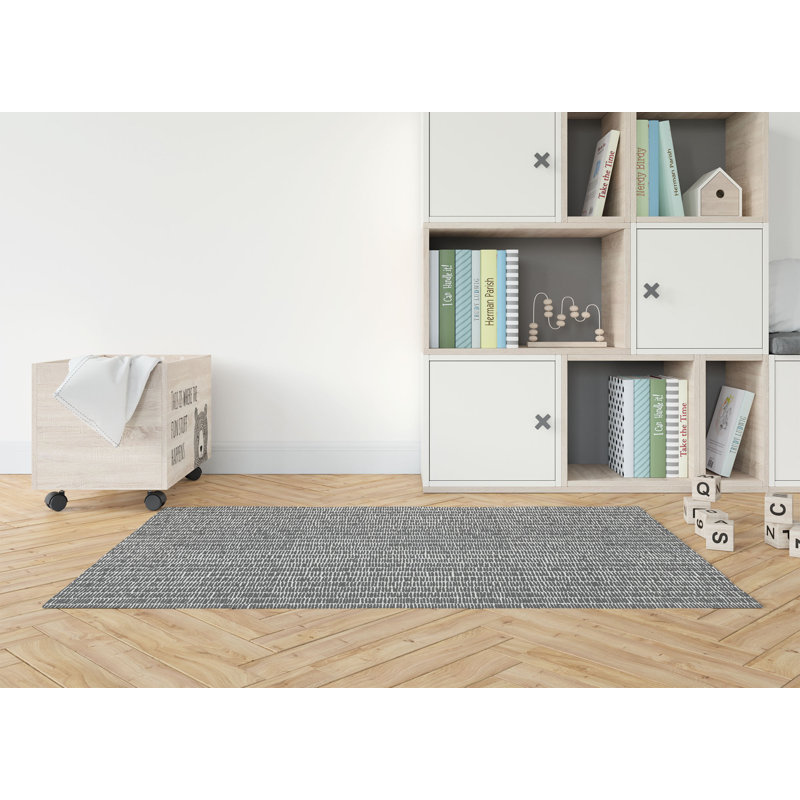 Ricky Row Activity Mat, Rectangle 3' x 5', Ivory/Charcoal