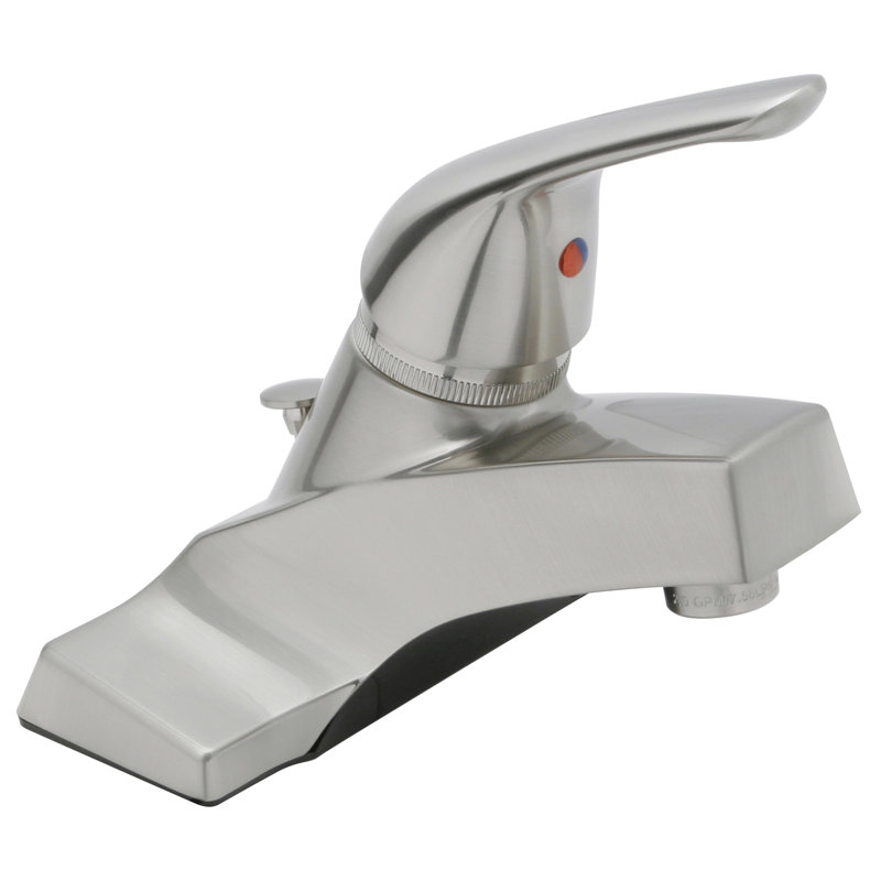 Robinet de salle de bain à ensemble central avec bonde, Nickel satiné
