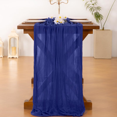 Cheesecloth Table Runner Summer Boho Wedding Birthday Party Home Decor | Royal Blue Rustic Gauze 10FT 120in Cheese Cloth Sheer Farmhouse Dining Runner for Baby Shower Bridal Holiday Decorations