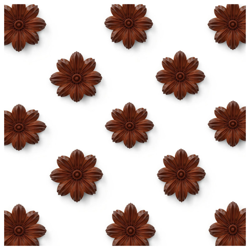 Tapis de bain brun à motif floral, L 24 po x L 17 po
