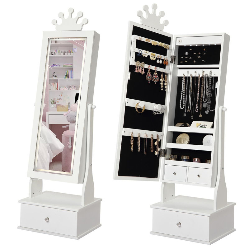 Kids Jewelry Armoire Cabinet, Full-Length Mirror