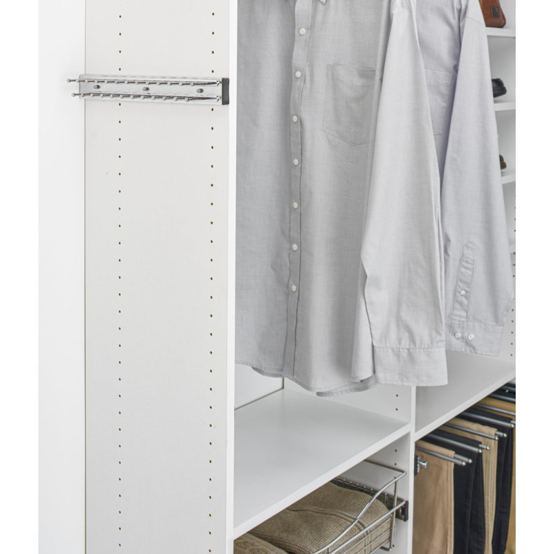 Pullout 14 Inch Side Mount Extending Closet Tie And Belt Organization Storage Rack Holder For Up To 25 Ties, Chrome