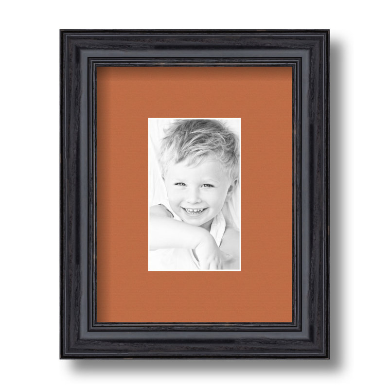 Wood Matte Picture Frame with Mat, Red Orange