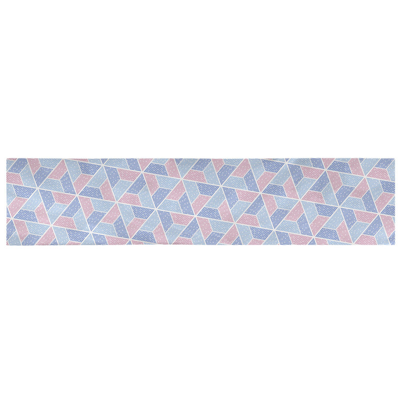 Chemin de table Avicia, 72 po x 16 po, Polyester, Bleu / Rose / Mauve