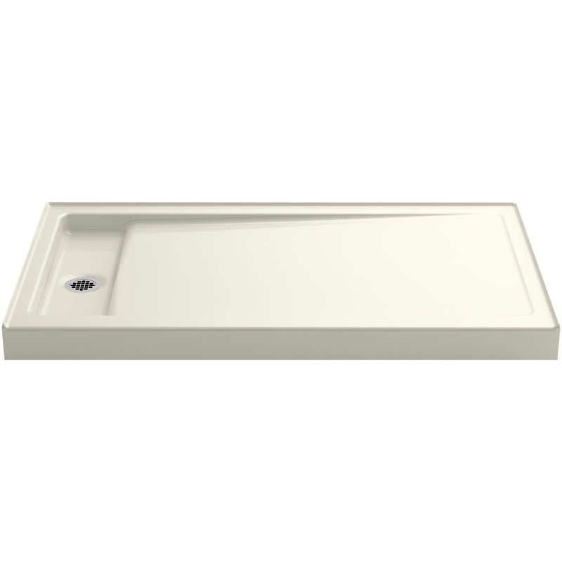 Bellwether 60" x 34" Single-Threshold Shower Base, Biscuit, Left Center