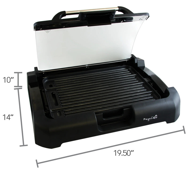 Megachef Reversible Indoor Grill And Griddle With Removable Glass Lid