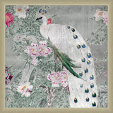 Silver Peacock Painting by Lillian August