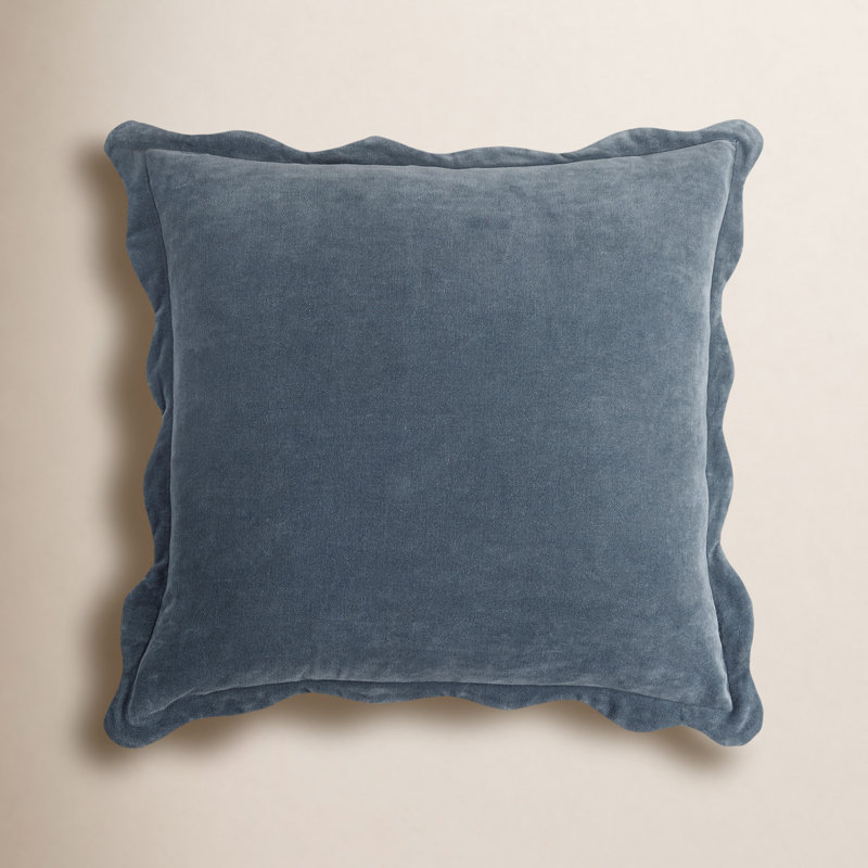 Collier Scalloped Edges Cotton Reversible Throw Pillow, 22"H x 22"W, Pillow Cover Only - No Insert, Slate