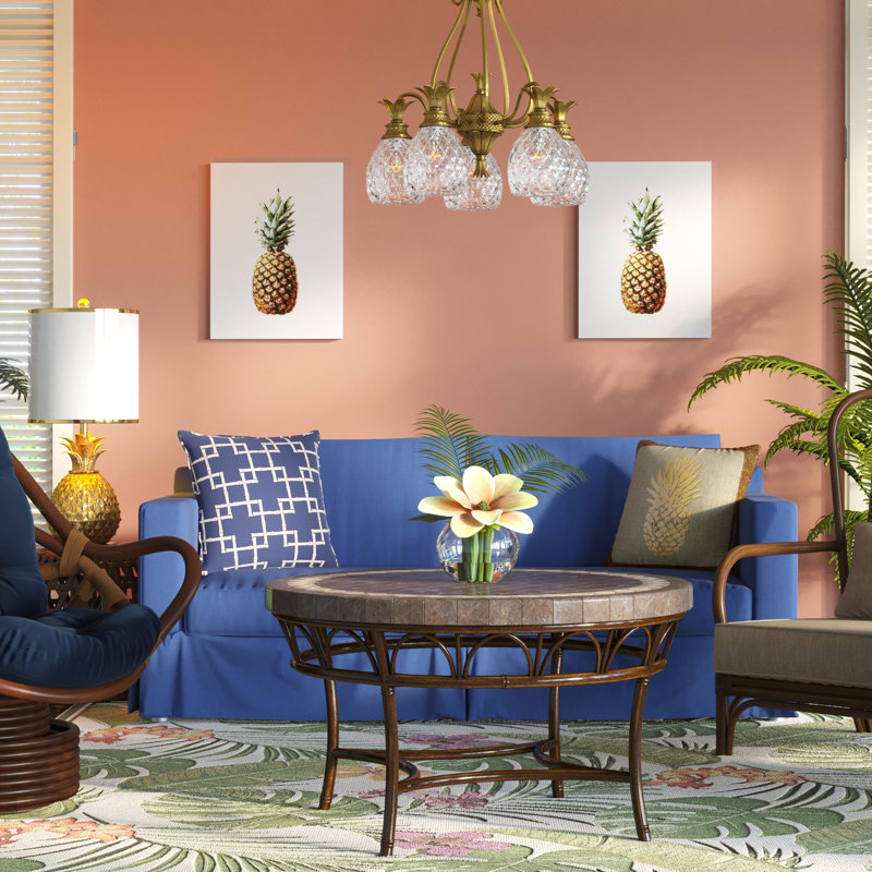 Plantation 5 Light Chandelier, Burnished Brass