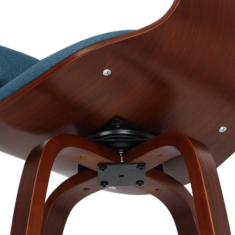 Keisha Swivel Fabric Mid-Century Stool, Blue, Counter Stool (27.17" Seat Height)