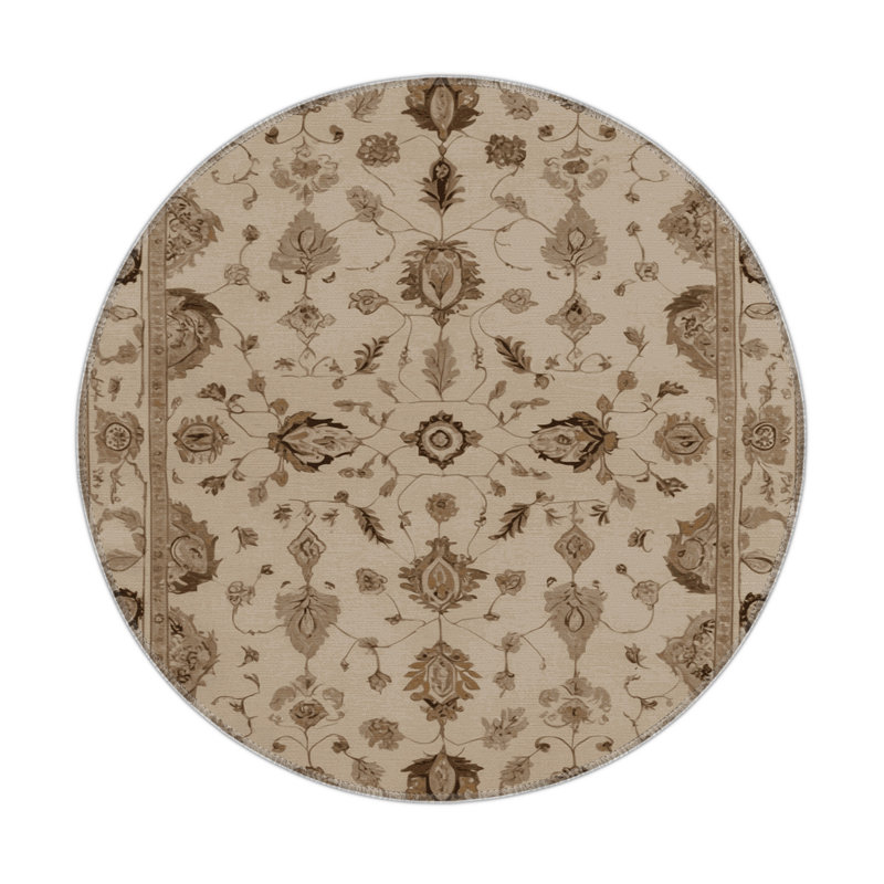 Tapis gris d'intérieur et d'extérieur Tabriz, Rond 5 pi