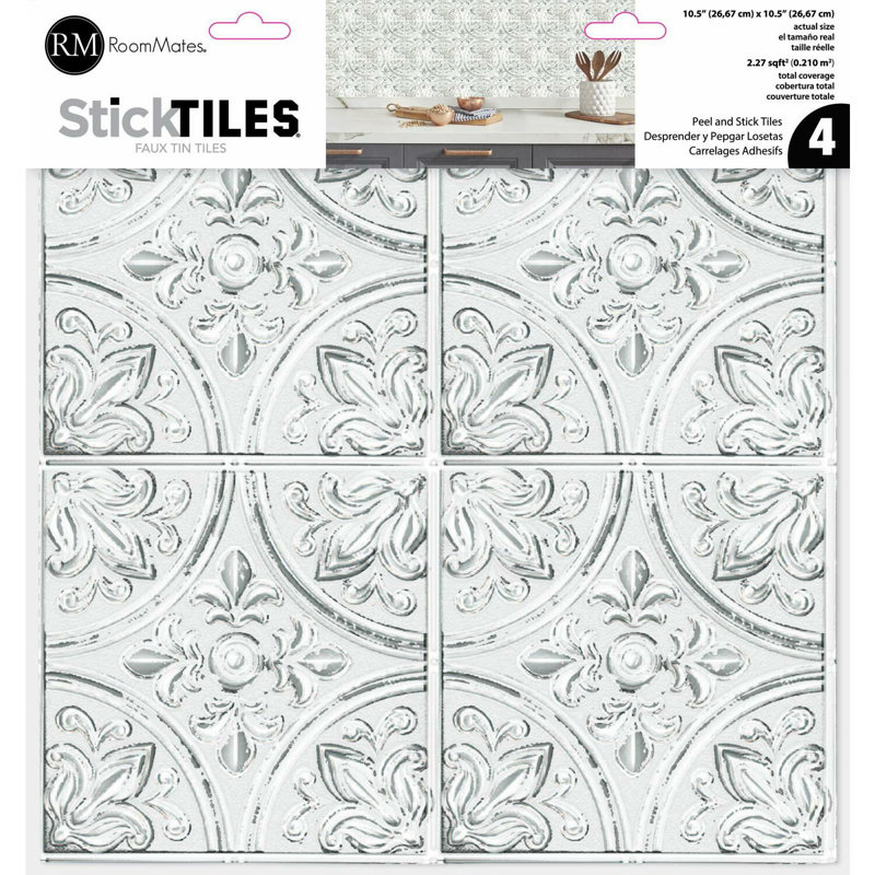 10.5'' W x 10.5'' L Peel and Stick Field Tile, White