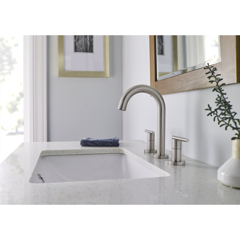 Parma 2-Handle Widespread Bathroom Faucet with Metal Touch Down Drain, Brushed Nickel