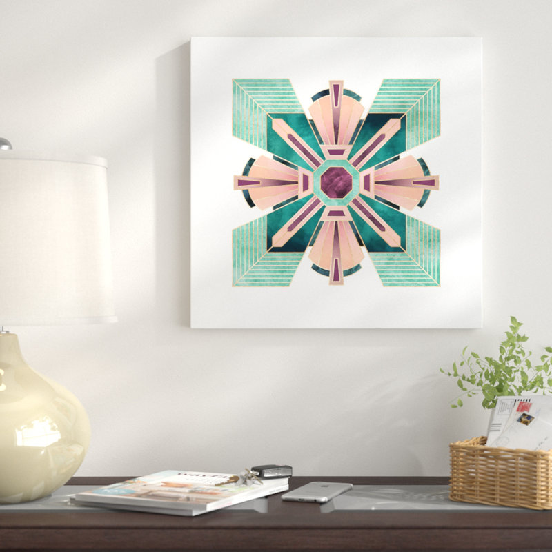 « art déco fleur », impression sur toile, H 12 po x l 12 po x P 0,75 po