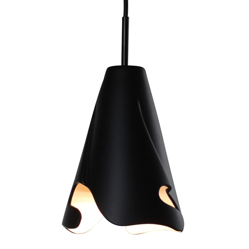 Luminaire suspendu 1 lumière à del à cônes unique Griffen, Noir ardoise