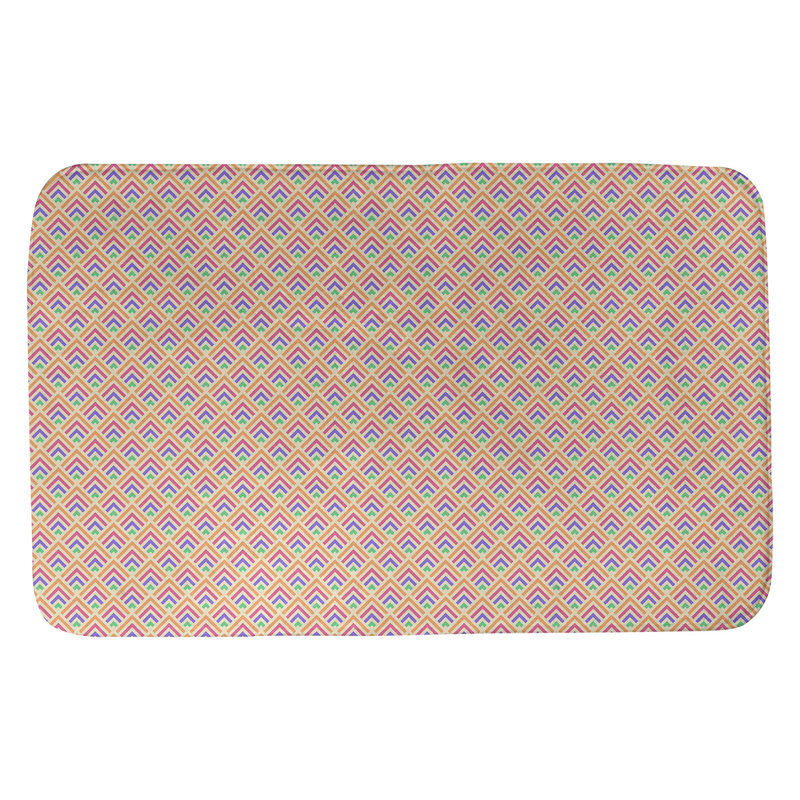 Tapis pour salle de bain dégradé Avicia, l 21 po x L 34 po, Jaune et pastel