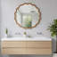 Miroir décoratif rond en bois massif ondulé 24 po, pour chambre à coucher, salle de bain, salon, vestibule-248213787