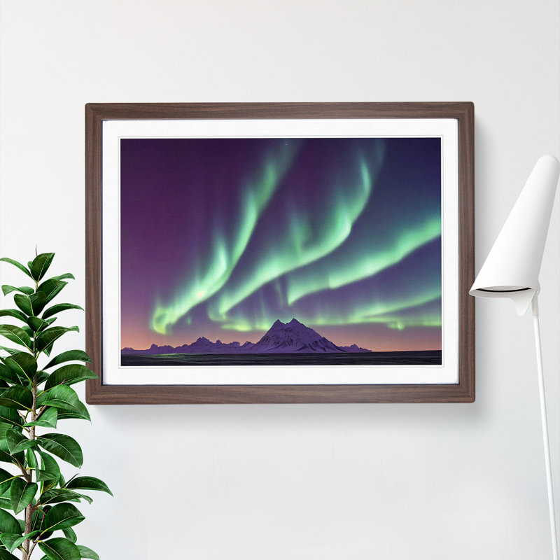 Fascinating Northern Lights - Single Picture Frame Print, 34cm H x 46cm W x 2cm D, Walnut Framed