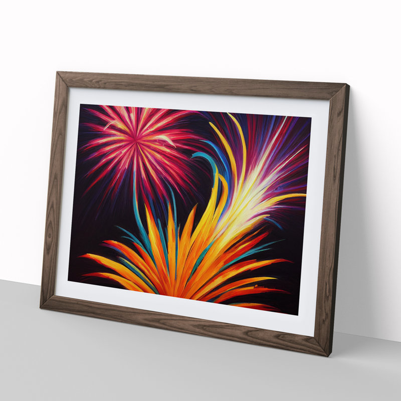Great Fireworks 1 Piece Single Picture Frame and Floater Frame Wall Art, 34cm H x 46cm W, Walnut