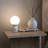 Mila 9.85 in. Mid-Century Modern LED Bedside Table Lamp with Black Marble and Frosted Globe Shade-78049158