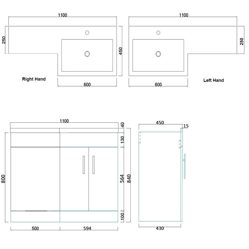 Bathroom Vanity With Basin, Left