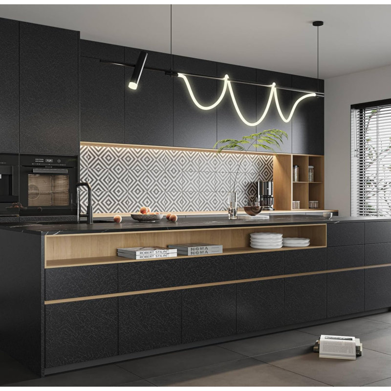 Papier peint papier peint texturé en soie amovible pour dessus de comptoir, Noir, noir, noir, noir, L 23,6 po x L 196,8 po