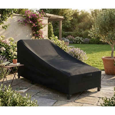Premium Chaise Lounge Chair Cover - Breathable, Heavy-Duty Cover with Water-Resistant PVC liner, Adjustable Elastic Hem, Click-Close Straps, and Air Vents - Goodman Collection