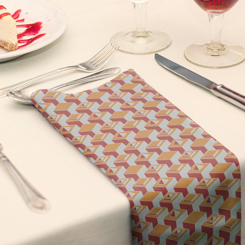 Serviette de table en coton à motif de gratte-ciels à deux couleurs, H 0,1 po x l 10 po x P 10 po, Orange/rouge