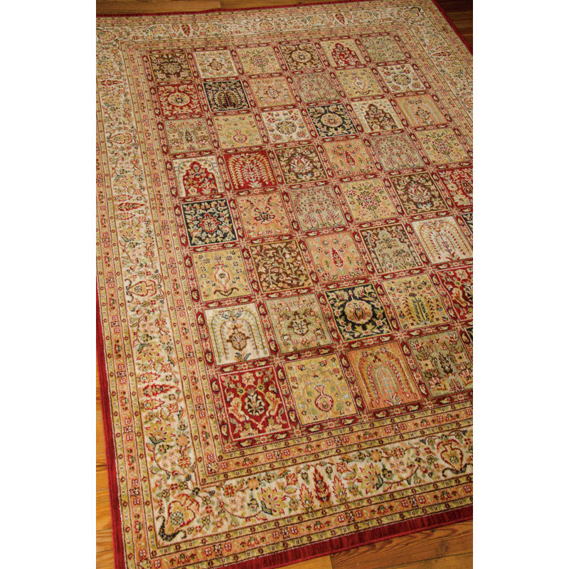 Milpitas Ancient Times Asian Dynasty Red/Orange/Beige Area Rug, Rectangle 7'9" x 10'10"