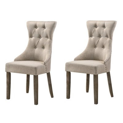 Chaises d'appoint à dossier capitonné beige et gris récupéré