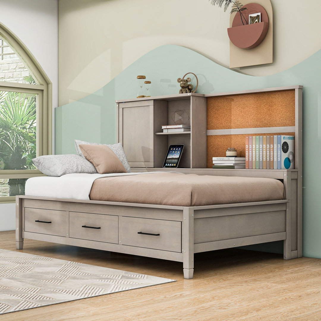 Novaley Twin Daybed with Storage Shelves, USB Ports and 3 Drawers Wildon Home® 