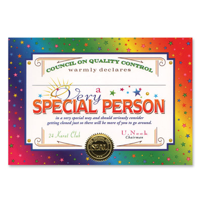 Very Special Person Certificate