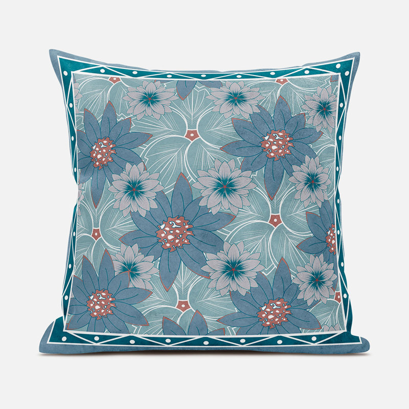 Housse de coussin en polyester pour l'intérieur et l'extérieur, 20 po x 20 po, Bleu/rouge/vert