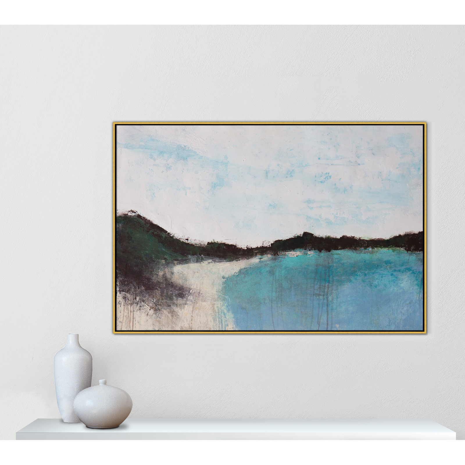 Mountainside Lakeview III Print, 41.5'' H x 61.5'' W x 2'' D, Gold Framed