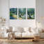 Tableau sur toile tendue représentant une oliveraie, décor paysager de style impressionniste (ensemble de 3)-850059742