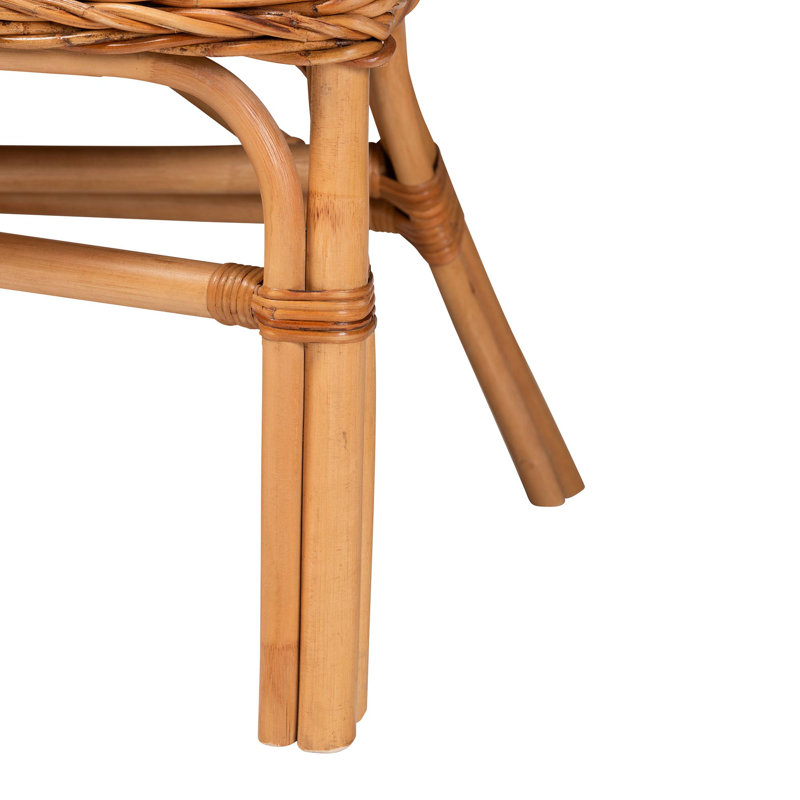 Beedie Polyester Blend Upholstered Rattan Bench