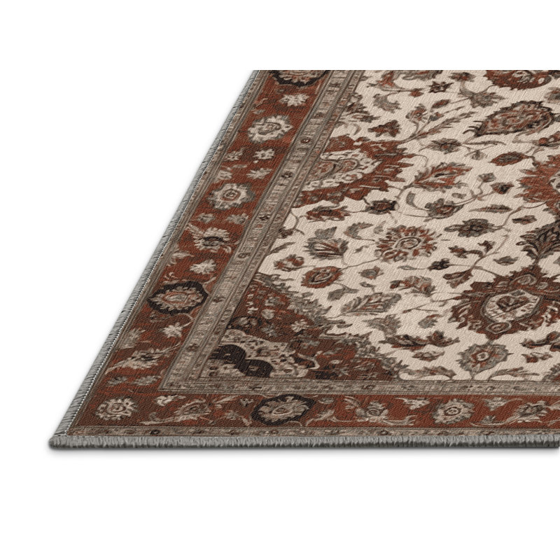 Tapis persan gris lavable à la machine, Rectangulaire 8 pi x 10 pi
