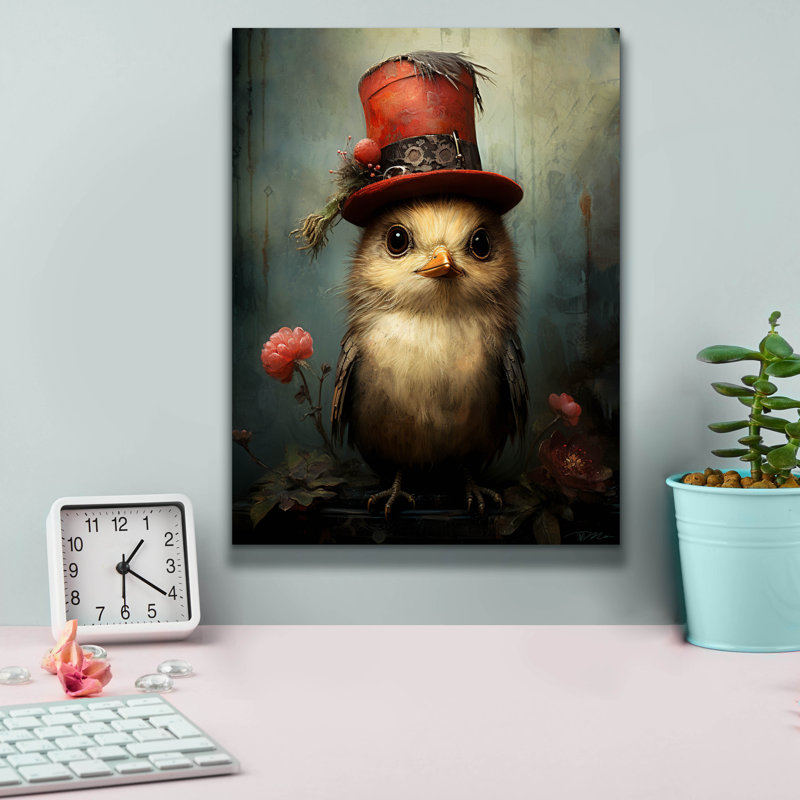 'Bird With The Red Cylinder' by Momart Canvas Wall Art, 12" x 16", 16" H x 12" W x 0.75" D