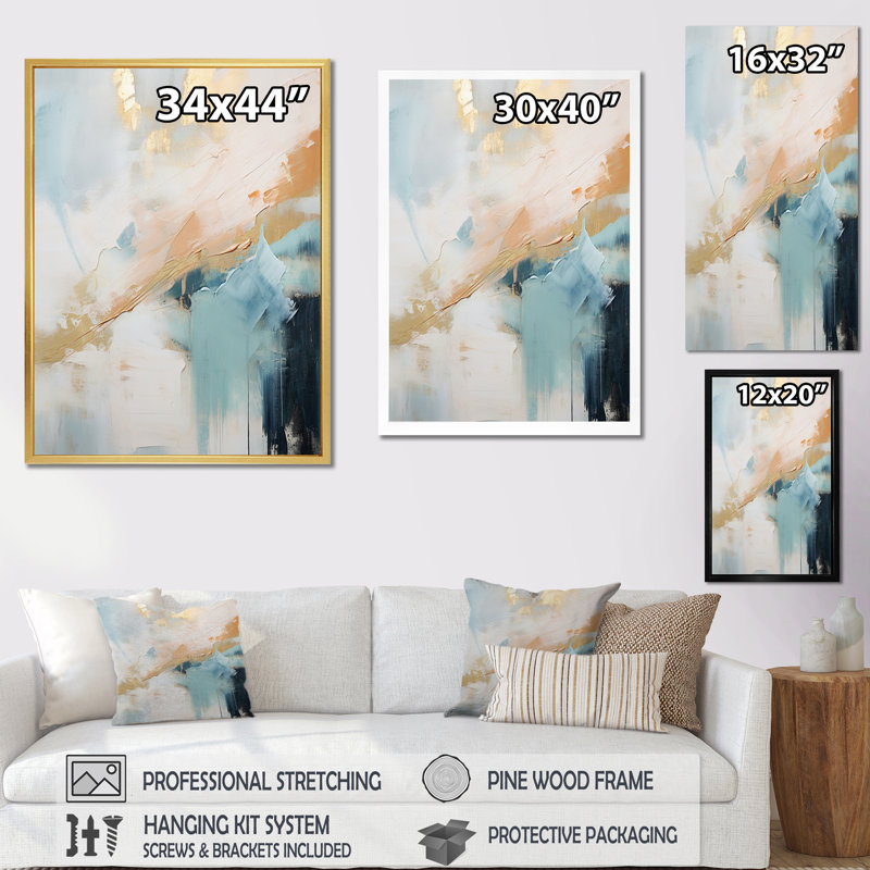 "Blissful Solitude", peinture abstraite rétro - reproduction sur toile, Cadre doré à une seule photo