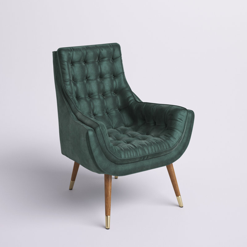 Suggest Button Tufted Upholstered Velvet Lounge Chair, Green